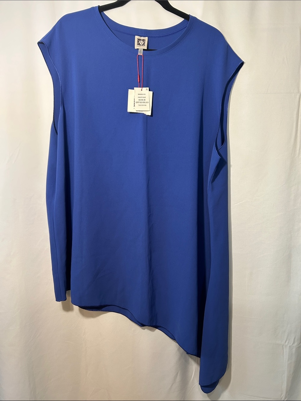 Anne Klein Royal Blue One-Shoulder Sleeveless Tunic